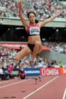 Katarina Johnson-Thompson winner of the long jump at the  2013 IAAF Diamond League, Sainsbury's Anniversary Games, Queen Elizabeth Olympic Park, London.